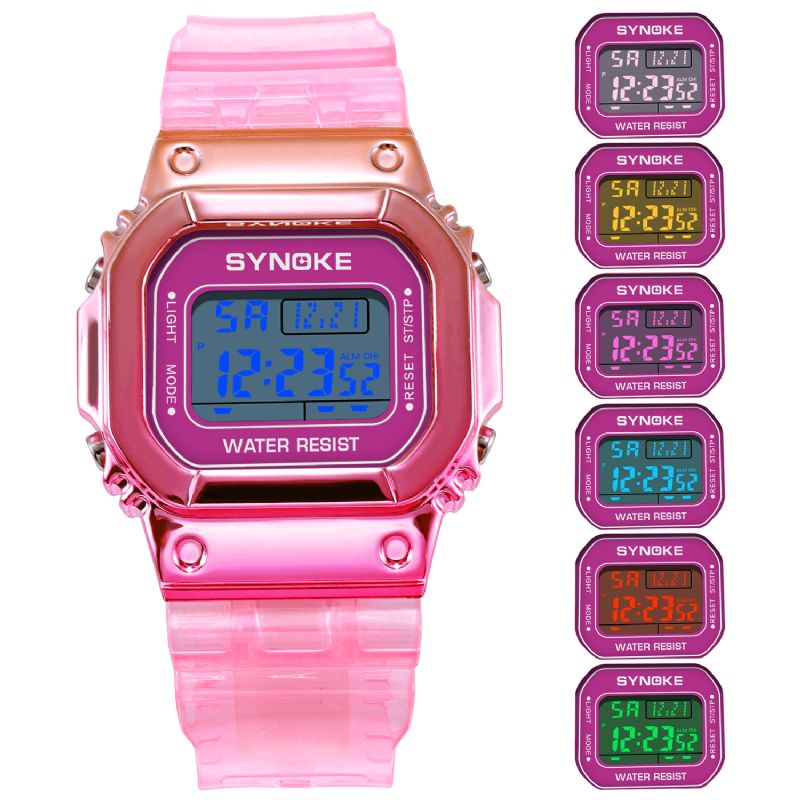 Synoke 9622 Gradient Color Watch-Fodral Modestil Kvinnor Män Lysande Display Par Digital Watch