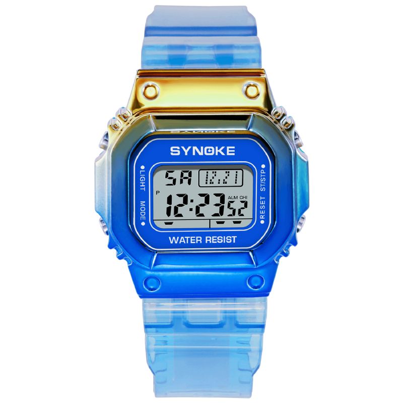 Synoke 9622 Gradient Color Watch-Fodral Modestil Kvinnor Män Lysande Display Par Digital Watch