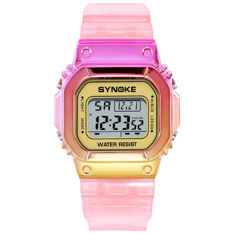 Synoke 9622 Gradient Color Watch-Fodral Modestil Kvinnor Män Lysande Display Par Digital Watch