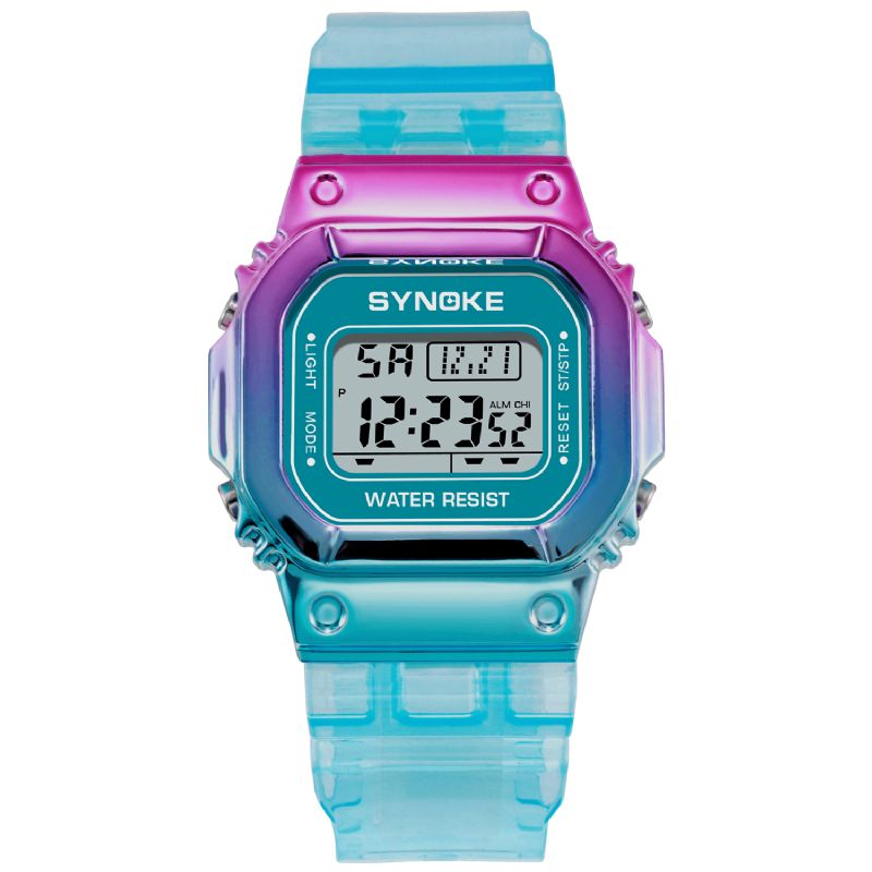 Synoke 9622 Gradient Color Watch-Fodral Modestil Kvinnor Män Lysande Display Par Digital Watch