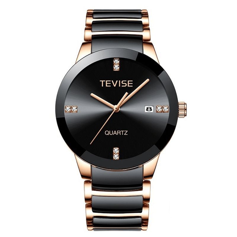 Tevise T845 Casual Style Herr Armbandsur Date Display Full Steel Band Kvartsur