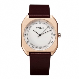 Tomi Mode Herr Watch Ultra Thin Dial Casual Läderrem Kvartsur