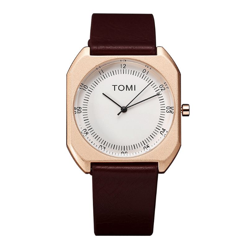 Tomi Mode Herr Watch Ultra Thin Dial Casual Läderrem Kvartsur