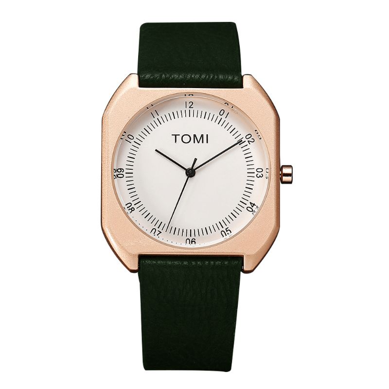 Tomi Mode Herr Watch Ultra Thin Dial Casual Läderrem Kvartsur