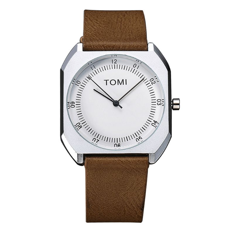 Tomi Mode Herr Watch Ultra Thin Dial Casual Läderrem Kvartsur