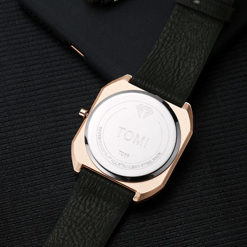 Tomi Mode Herr Watch Ultra Thin Dial Casual Läderrem Kvartsur