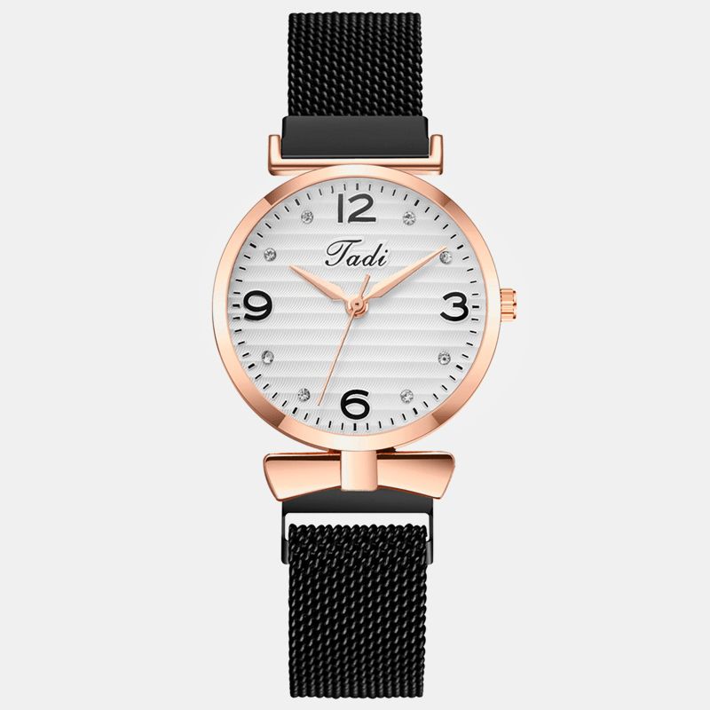 Trendig Enkel Elegant Design Vilda Kvinnor Klockor Alloy Mesh Band Rose Gold Legering Fodral Kvartsur