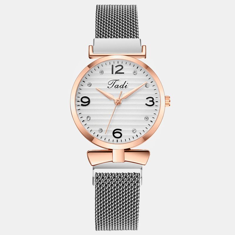 Trendig Enkel Elegant Design Vilda Kvinnor Klockor Alloy Mesh Band Rose Gold Legering Fodral Kvartsur