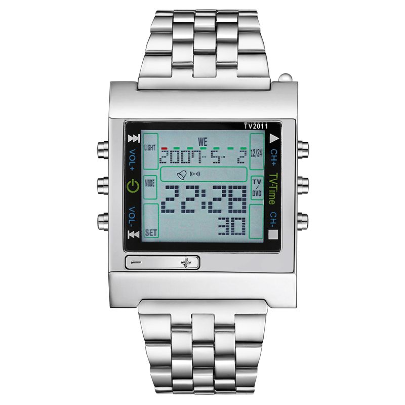 Tvg 2011 Full Steel Vattentät Alarm Digital Watch Led Display Sport Herr Armbandsur