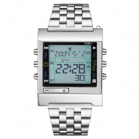 Tvg 2011 Full Steel Vattentät Alarm Digital Watch Led Display Sport Herr Armbandsur