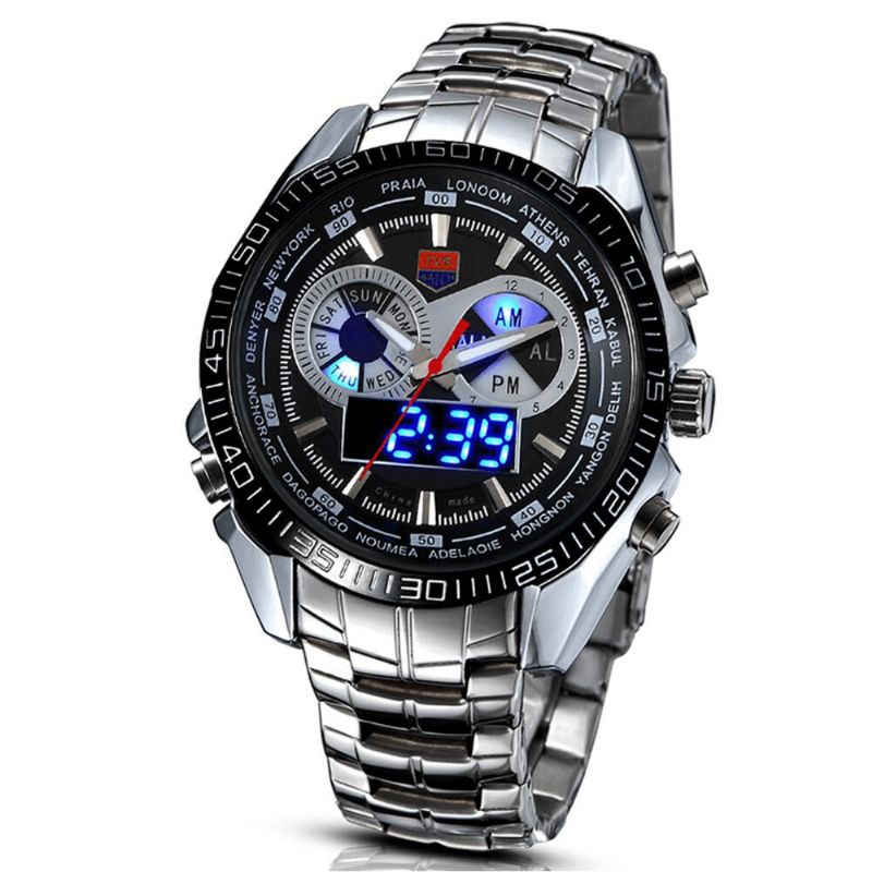 Tvg 468 Herr Luxury Steel Band Date Luminous Display Mode Sport Dual Disaplay Digital Watch