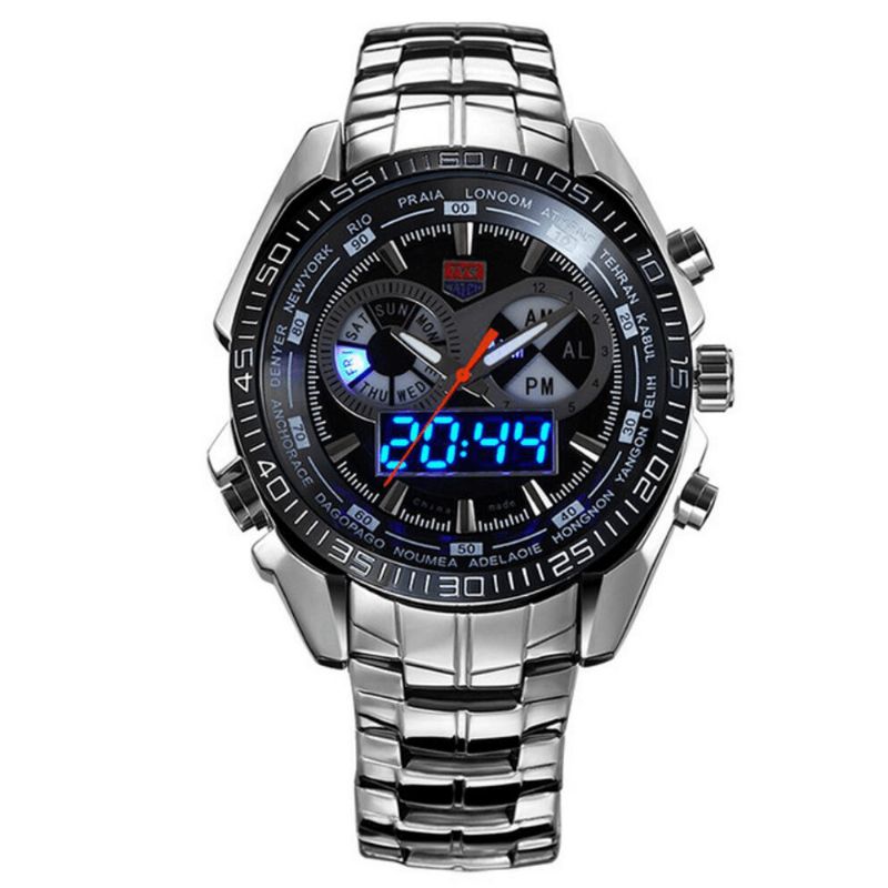 Tvg 468 Herr Luxury Steel Band Date Luminous Display Mode Sport Dual Disaplay Digital Watch