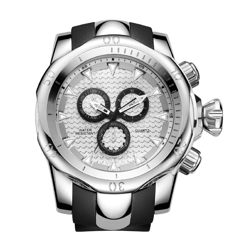 Va Va Voom Va-221 Casual Sport Dual-Scale Big Dial Silikonrem 3Atm Vattentät Herr Kvartsur