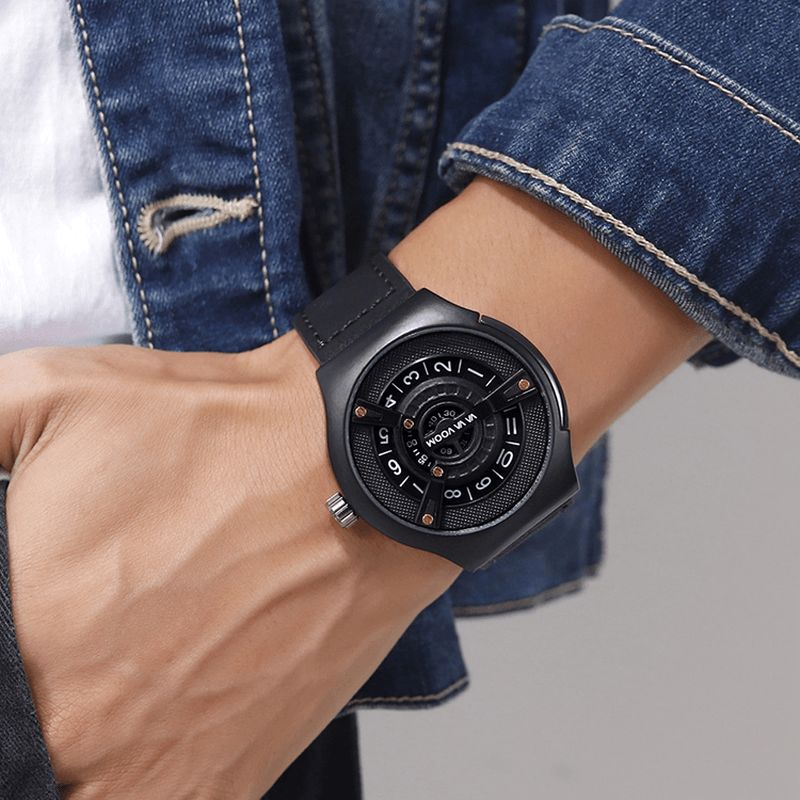 Vava Voom Mode Casual Läderrem 3Atm Vattentät Män Kvartsur Armbandsur