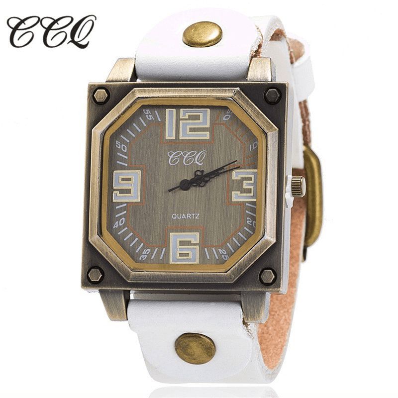 Vintage Casual Square Dial Justerbar Octagon Läderrem Herr Kvartsur Armbandsur