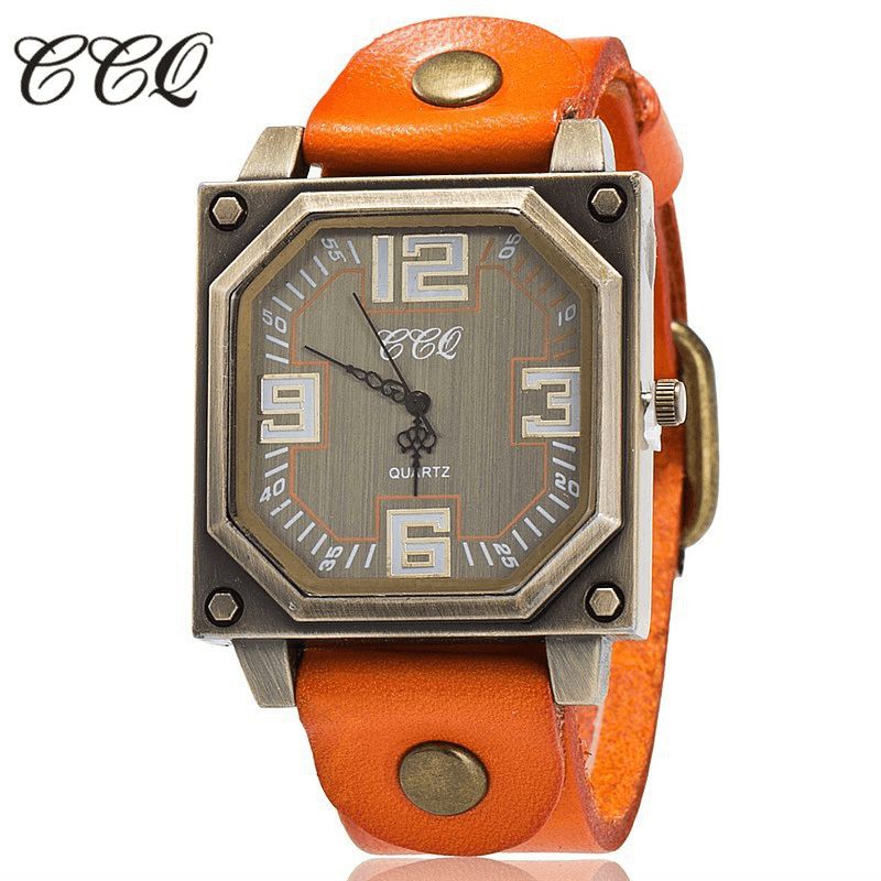 Vintage Casual Square Dial Justerbar Octagon Läderrem Herr Kvartsur Armbandsur