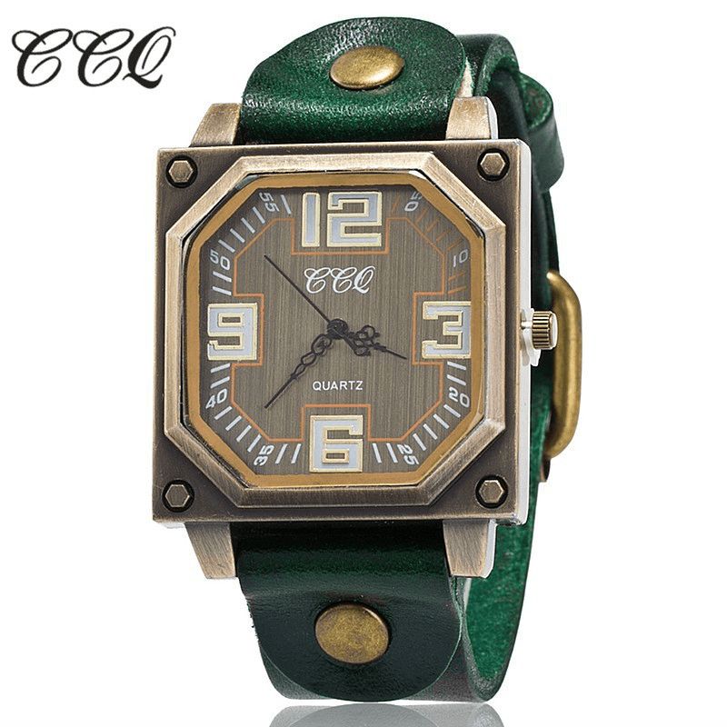 Vintage Casual Square Dial Justerbar Octagon Läderrem Herr Kvartsur Armbandsur