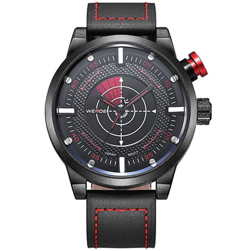 Weide Wh5201-3C Mode Män Kvartsklocka Läderrem Sportklocka