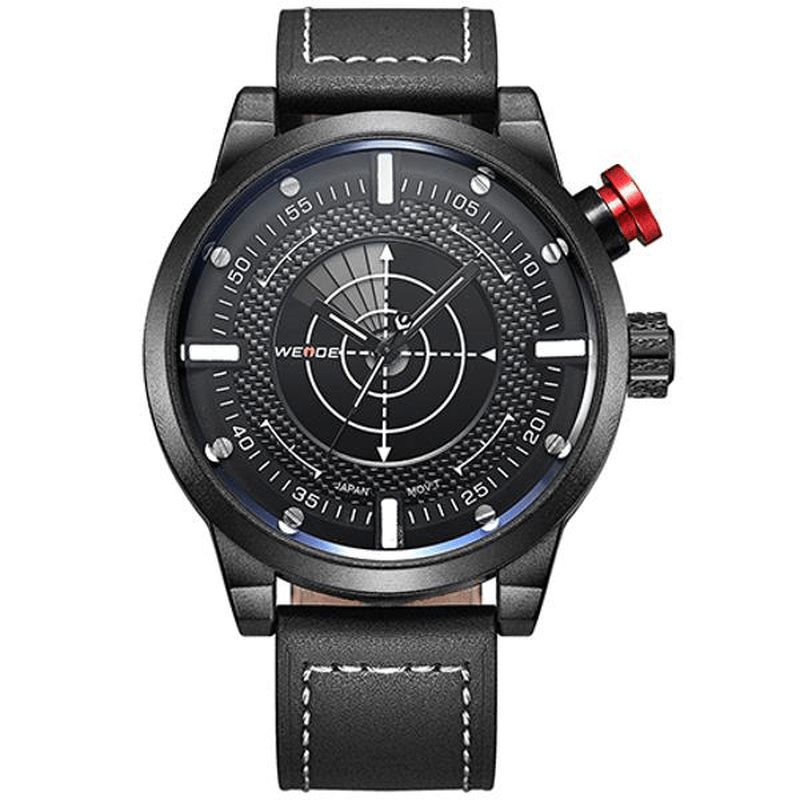 Weide Wh5201-3C Mode Män Kvartsklocka Läderrem Sportklocka