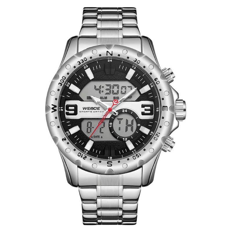 Weide Wh8502 Business Style Dual Display Watch Lcd Digital Chronograph 3Atm Vattentät Herrklocka