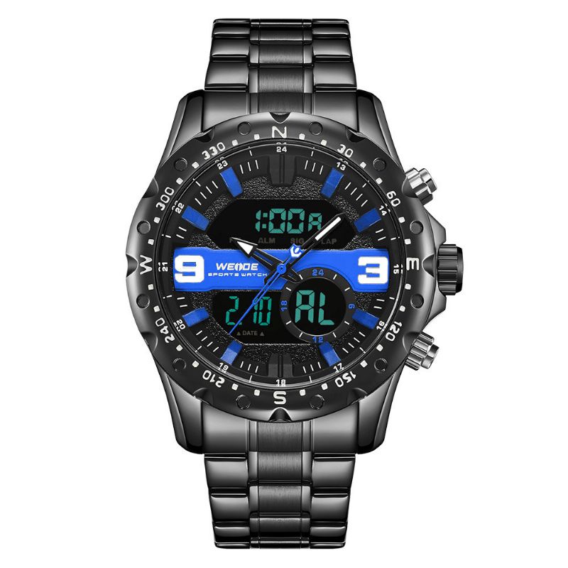 Weide Wh8502 Business Style Dual Display Watch Lcd Digital Chronograph 3Atm Vattentät Herrklocka