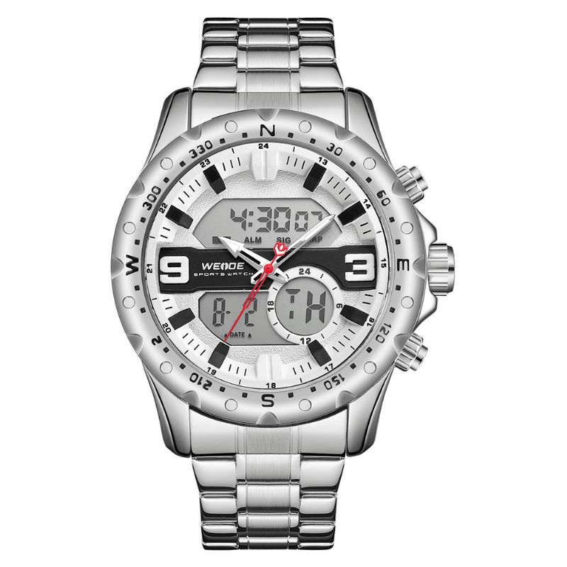 Weide Wh8502 Business Style Dual Display Watch Lcd Digital Chronograph 3Atm Vattentät Herrklocka