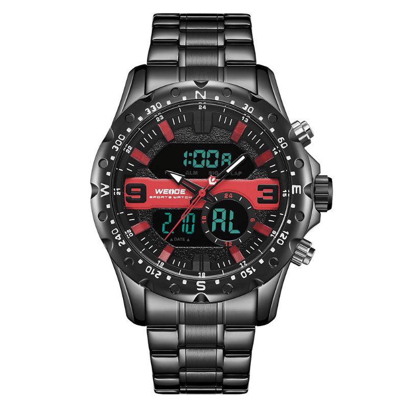 Weide Wh8502 Business Style Dual Display Watch Lcd Digital Chronograph 3Atm Vattentät Herrklocka