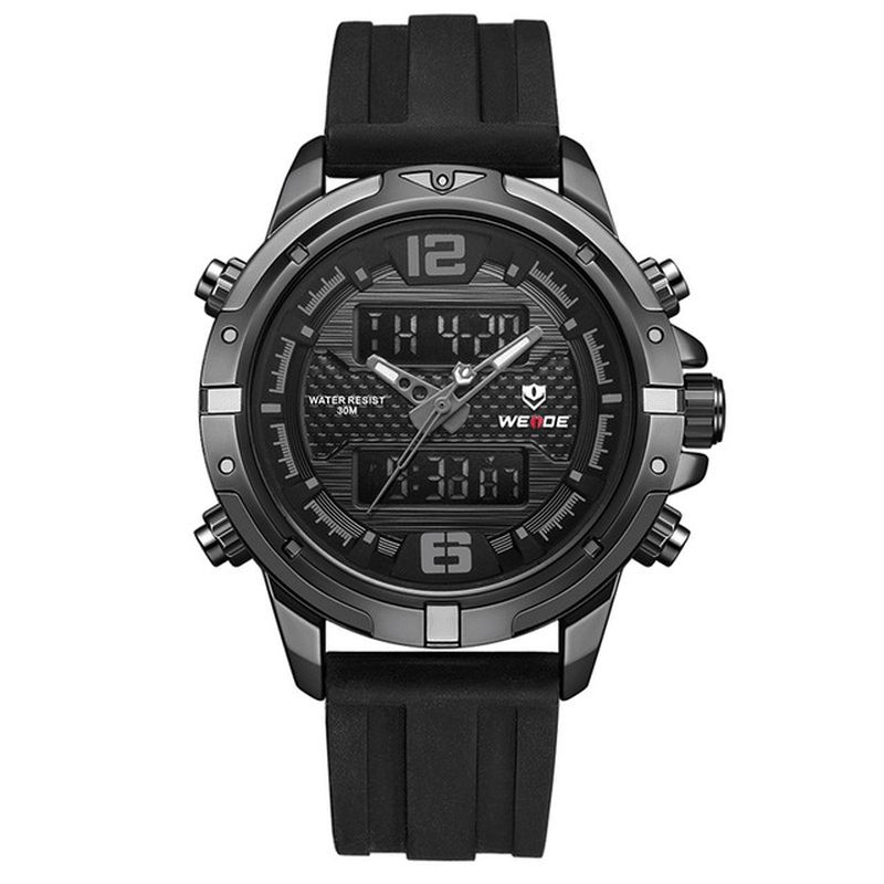 Weide Wh8602 Casual Style Lcd-Skärm Herrarmbandsur Silikonarmband Kvartsur