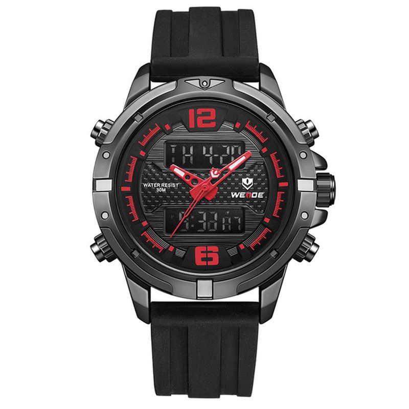 Weide Wh8602 Casual Style Lcd-Skärm Herrarmbandsur Silikonarmband Kvartsur