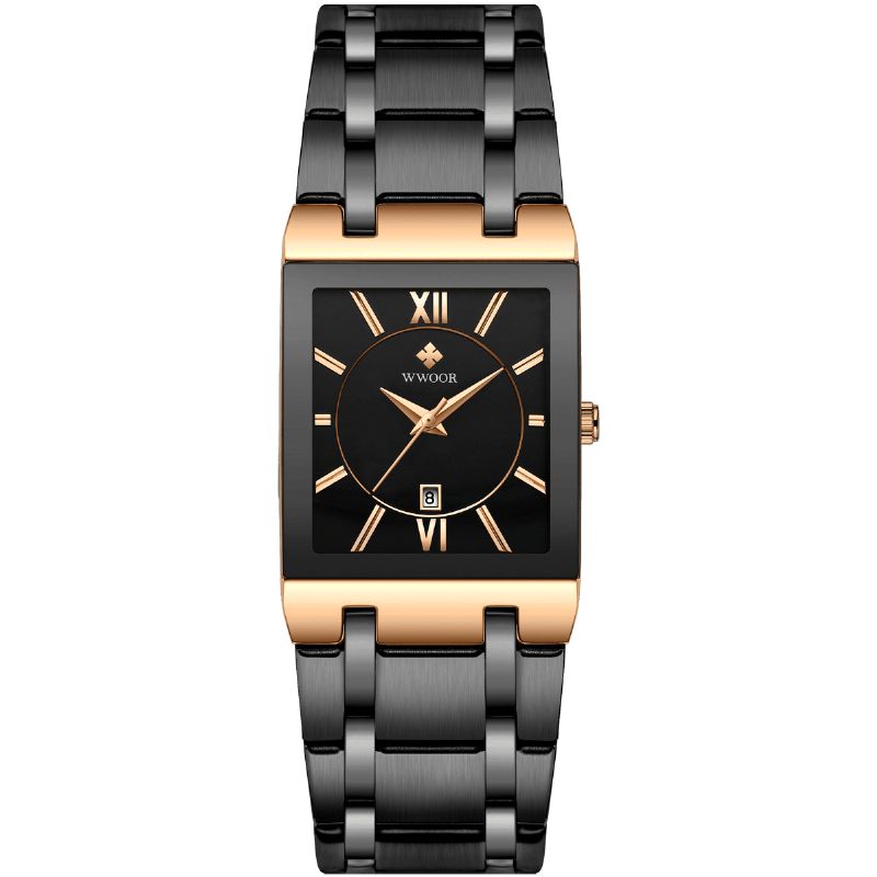 Wwoor 8858 Vattentät Full Steel Business Style Män Watch Date Display Kvartsur