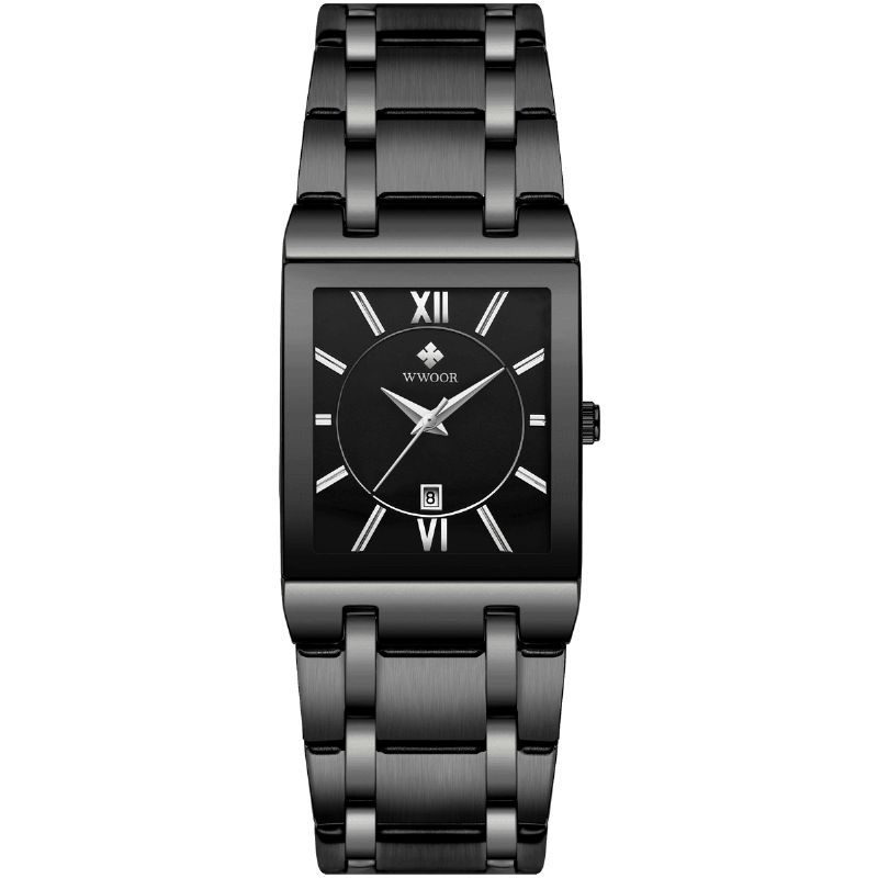 Wwoor 8858 Vattentät Full Steel Business Style Män Watch Date Display Kvartsur