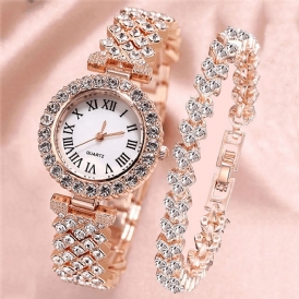 Xsvo Watch Set Luxury Elegant Style Dam Kvartsur Diamond-Dudded Armband For Mothers Girlfriend Damer