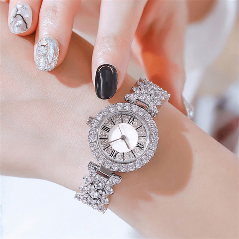 Xsvo Watch Set Luxury Elegant Style Dam Kvartsur Diamond-Dudded Armband For Mothers Girlfriend Damer