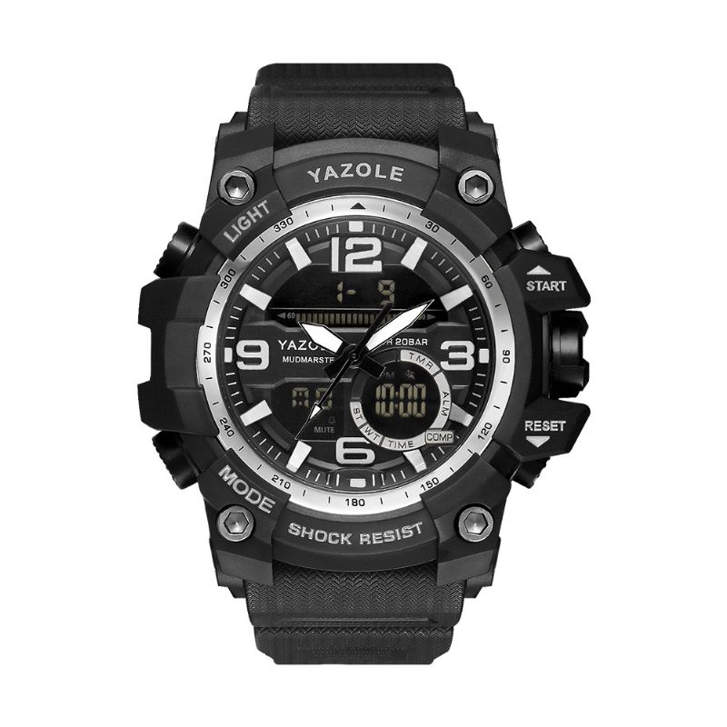 Yazole 481 482 Sport Stoppur Timing Kalender Vecka Lysande Dual Display Digital Watch