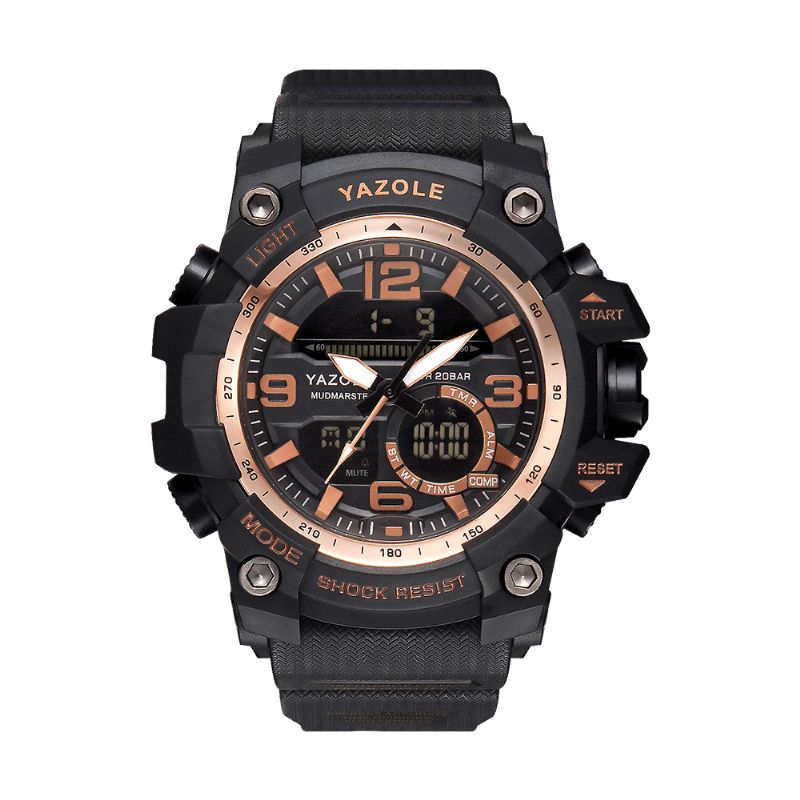 Yazole 481 482 Sport Stoppur Timing Kalender Vecka Lysande Dual Display Digital Watch