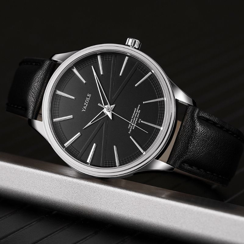 Yazole 512 Business Style Enkel Dial Clean Lines Läderrem Herr Kvartsur