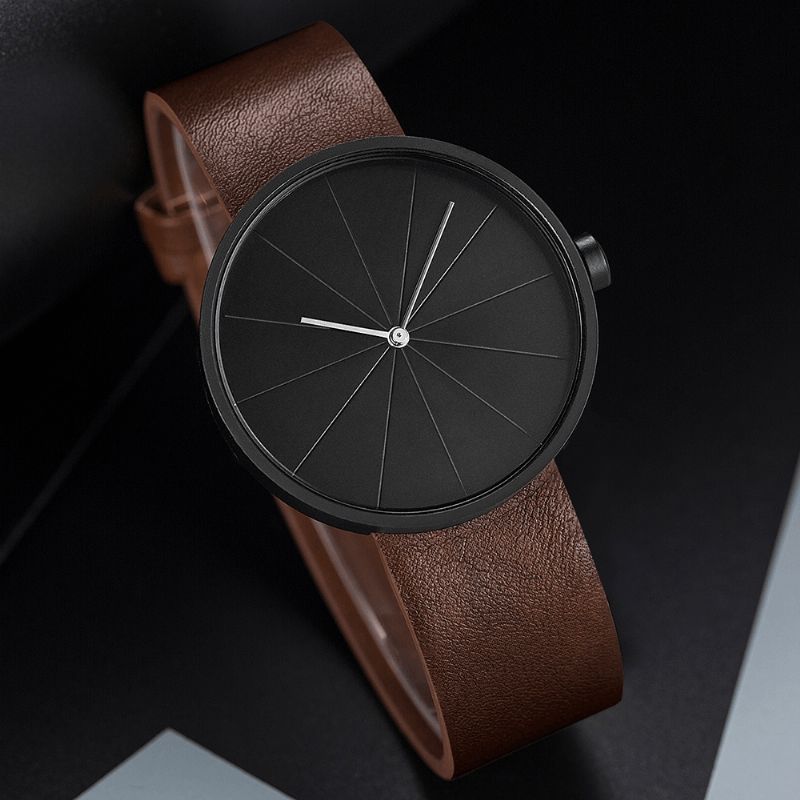 Yazole 520 Skivspelaren Simple Art Dial Läderrem Herr Casual Kvartsur