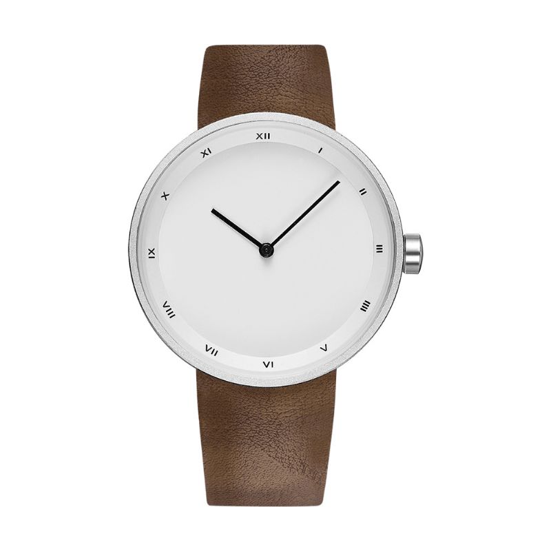 Yazole 521 Simple Big Dial Pu Läderband Vattentät Herr Kvartsur