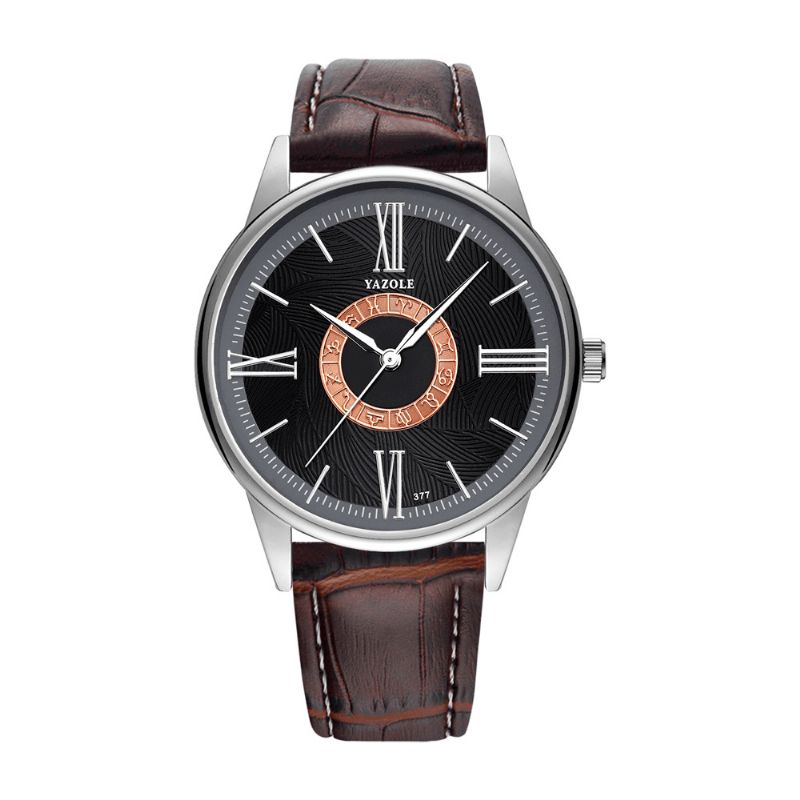 Yazole Business Herr Watch Läder Band Constellation Icons Vattentät Kvartsur