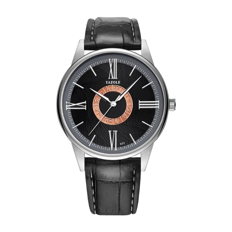 Yazole Business Herr Watch Läder Band Constellation Icons Vattentät Kvartsur