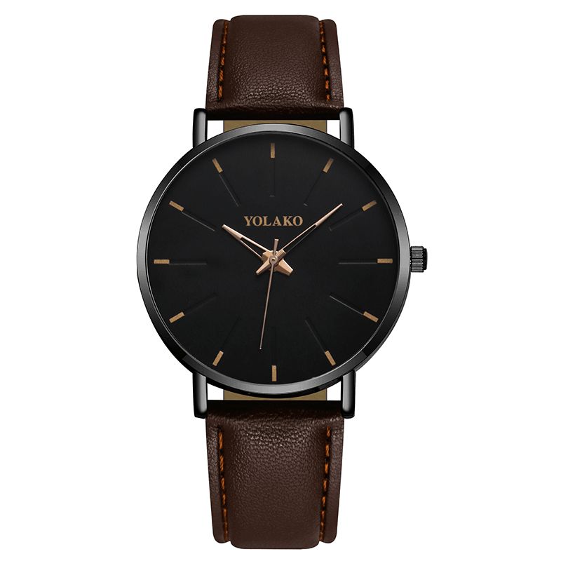 Yolako A0552 Mode Läderarmband Män Simple Dial Kvartsur