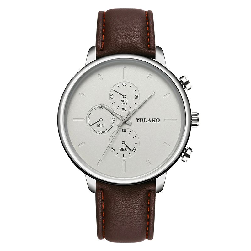 Yolako Casual Style Läderrem Fahsion Herr Business Watch Kvartsur