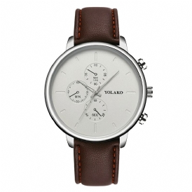 Yolako Casual Style Läderrem Fahsion Herr Business Watch Kvartsur