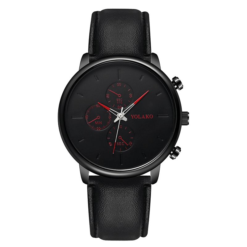 Yolako Casual Style Läderrem Fahsion Herr Business Watch Kvartsur