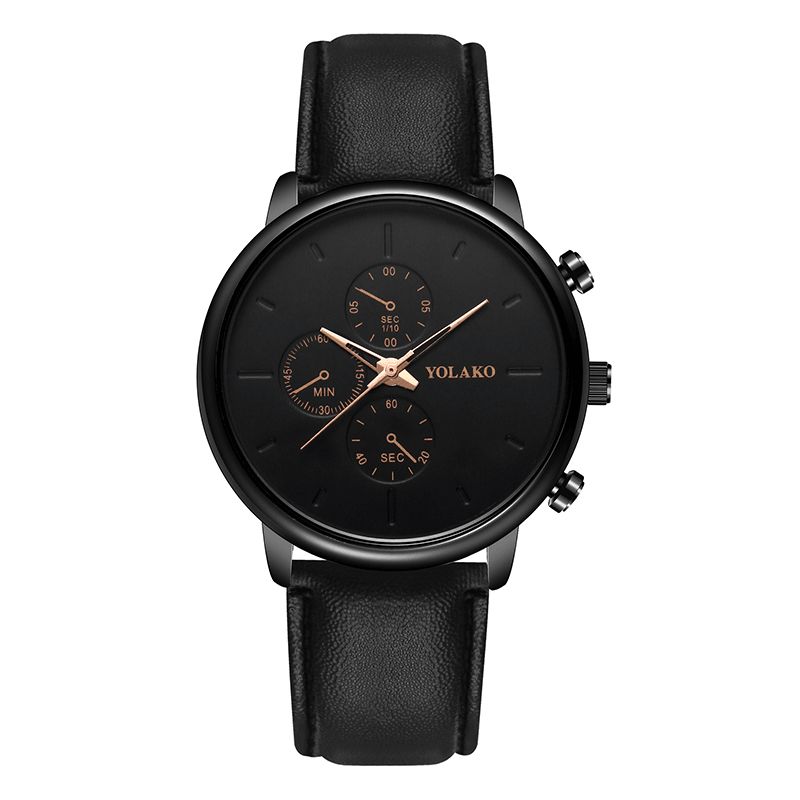 Yolako Casual Style Läderrem Fahsion Herr Business Watch Kvartsur