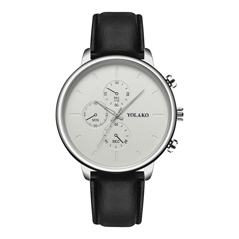 Yolako Casual Style Läderrem Fahsion Herr Business Watch Kvartsur