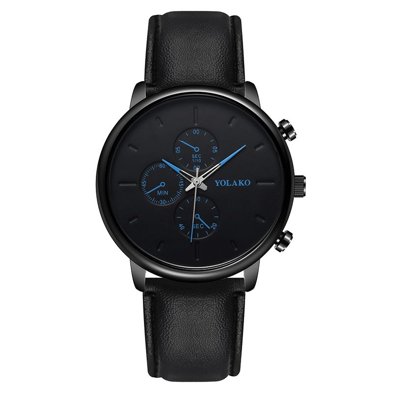 Yolako Casual Style Läderrem Fahsion Herr Business Watch Kvartsur