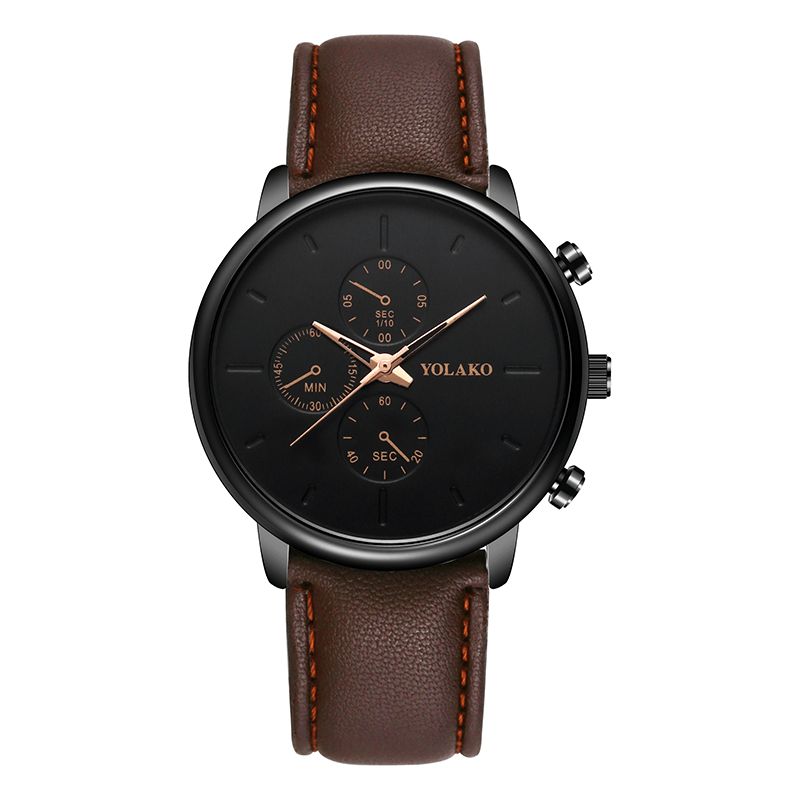 Yolako Casual Style Läderrem Fahsion Herr Business Watch Kvartsur