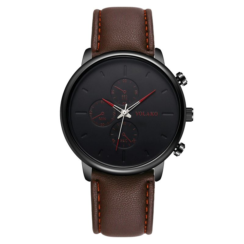 Yolako Casual Style Läderrem Fahsion Herr Business Watch Kvartsur