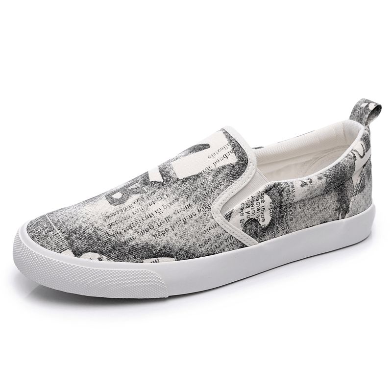 Män Canvas Andas Slip On Comfy Casual Court Flat Skor